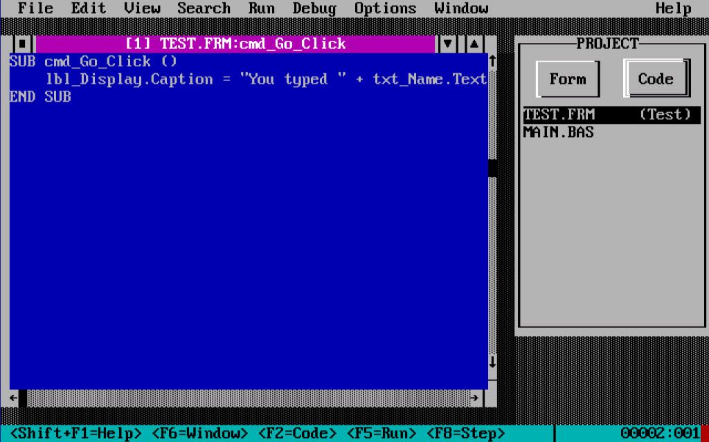 Exploring Visual Basic 1.0 for MS-DOS