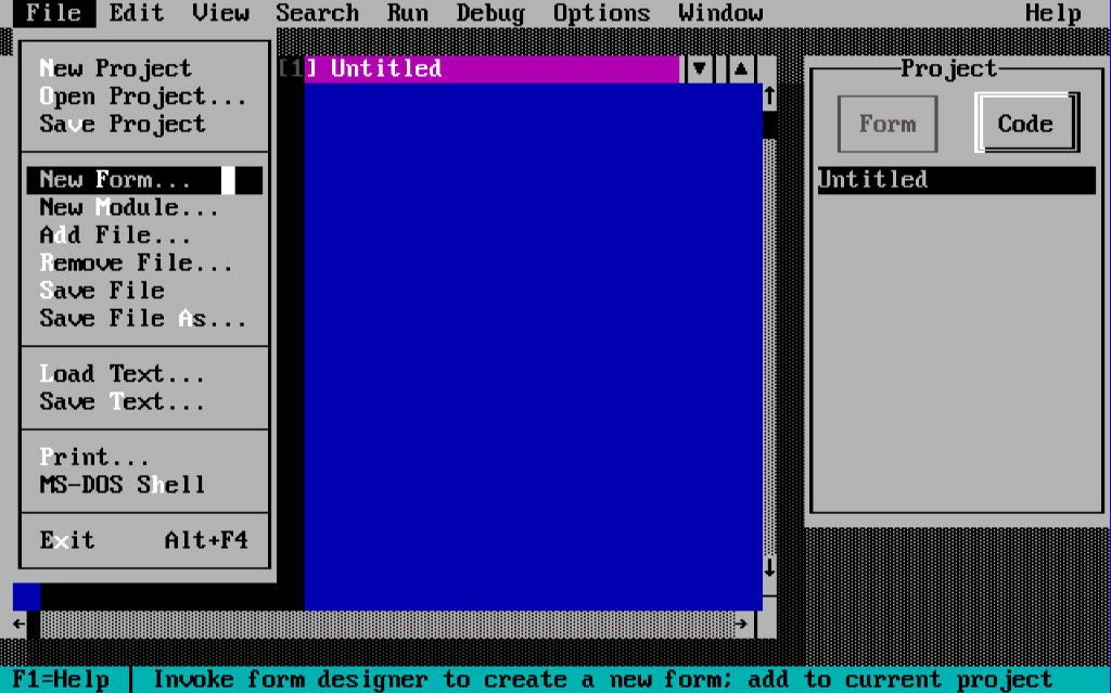 Exploring Visual Basic 1.0 for MS-DOS